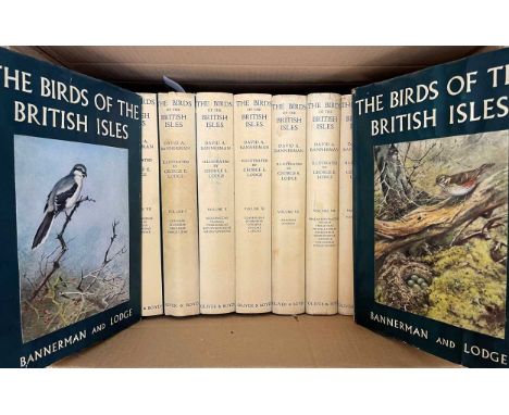 BANNERMAN (David A) The Birds of the British Isles, first edition, 1953-63, 12 vols., colour plates by G E Lodge, dust jacket