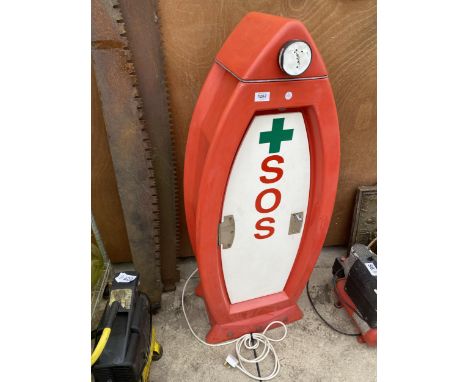 AN SOS EMERGENCY STORAGE BOX WITH ELECTRIC LIGHT UP DISPLAY 