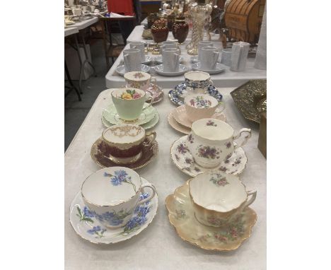 FOUR CHINA TRIOS TO INCLUDE AYNSLEY, DELPHINE, COLCLOUGH, ETC PLUS FOUR CHINA CUPS AND SAUCERS INCLUDEING ADDERLEY 'CORNFLOWE