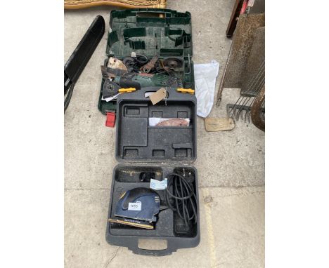 A PALM SANDER AND A BOSCH MULTITOOL 
