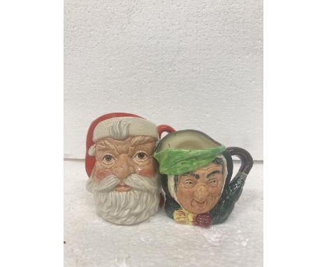 A VINTAGE ROYAL DOULTON CHARACTER JUG OF SARAH GAMP TOGETHER WITH A ROYAL DOULTON CHARACTER JUG OF SANTA CLAUS D6705 