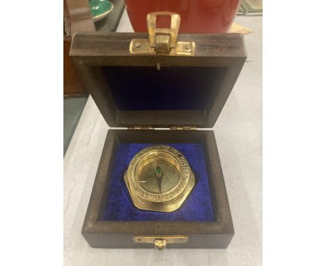 A HENRY HUGHES, LONDON BRASS BOXED COMPASS 