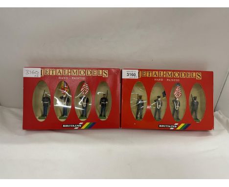TWO BOXED BRITIANS FOUR PIECE MODEL SOLDIER SETS - US ARMY COLOUR PARTY NUMBER 7306 AND US MARINE CORPS NUMBER 7301 