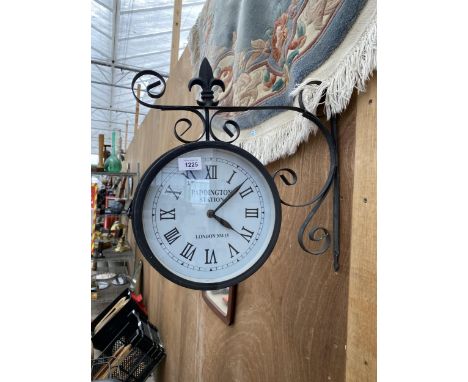 A VINTAGE STYLE WALL HANGING CLOCK 'PADDINGTON STATION LONDON NW15' 