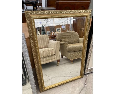 A MODERN GILT FRAMED WALL MIRROR, 41X29" 