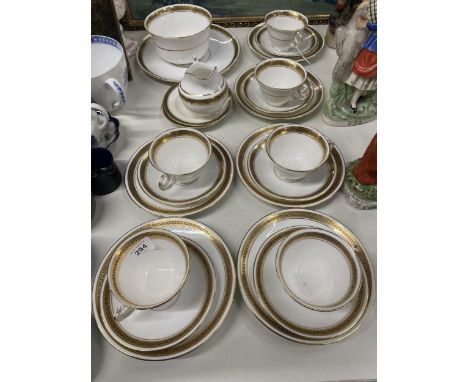 A DIAMOND CHINA WHITE AND GILT PART TEASET TO INCLUDE CUPS, SAUCERS, PLATES, CREAM JUG, BOWL, ETC 