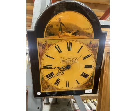 A CREATIVE WOOD DESIGN WALL CLOCK WITH PAINTED FRONT 