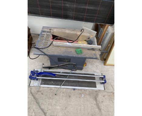 AN ELECTRIC TABLE SAW AND A TILE CUTTER 