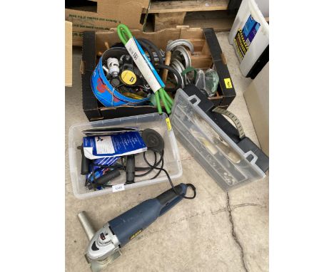 AN ASSORTMENT OF TOOLS TO INCLUDE BRACKETS AND A POWER CRAFT ANGLE GRINDER 