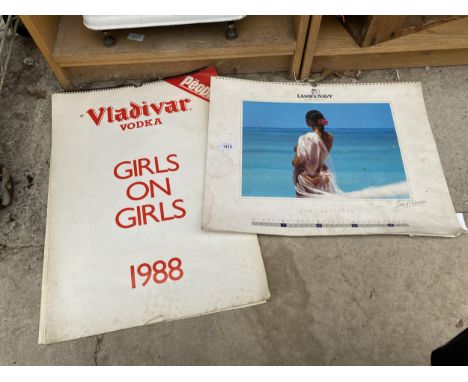 A 1988 VLADIVER VODKA CALANDER AND A 1990 LAMBS NAVY CALANDER 