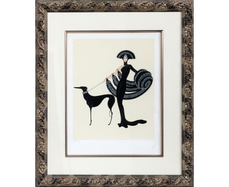  ERTÉ SERIGRAPH H 21 3/8", L 17 1/4", "SYMPHONY  IN BLACK": Erté [Romain de Tirtoff,  Russian/French 1892 - 1990]. Pencil sig