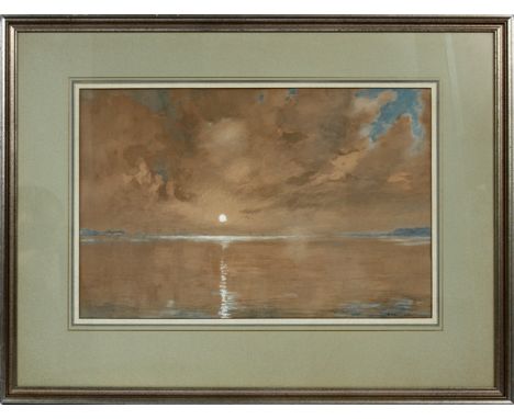  C. HARRY ALLIS [AMERICAN 1870-1938], GOUACHE  1902, H 14", W 21" SIGHT, NOCTURNAL SEASCAPE:  Signed and dated lower right; f