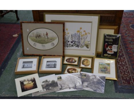 Pictures and Prints - Nigel Hemming (20th century), The Meet, signed, dated 86, oval, print, 27cm x 38cm, framed; A P Silvert