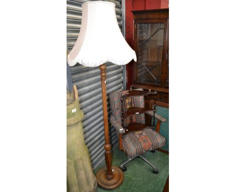 An office chair; a standard lamp; a corner whatnot (3)