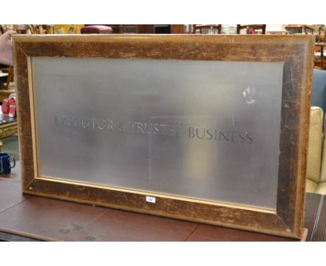 A Vintage glass office panel, Executor Business