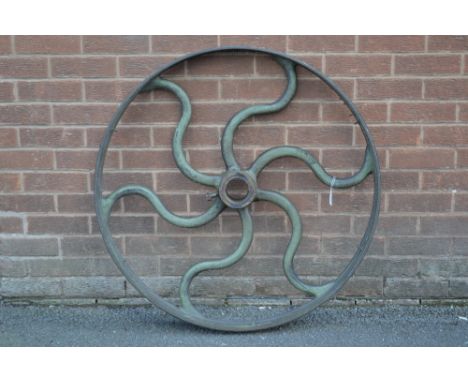 Industrial Salvage - A vintage flat belt fly wheel 