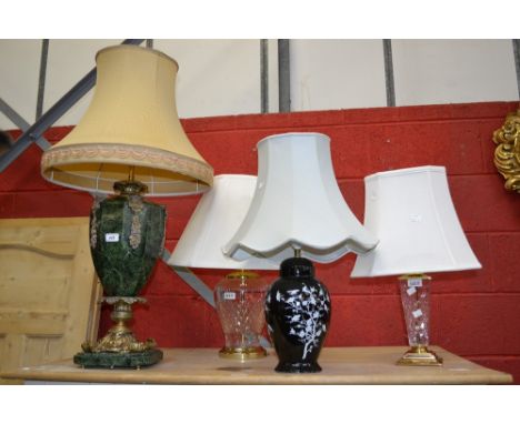 Lighting - a late 20th century table lamp, oriental lady; others, glass, etc