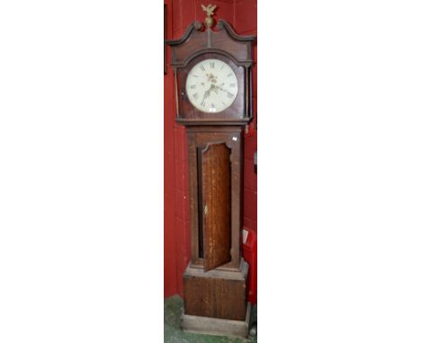 An oak crossbanded longcase clock, by William Noon, Ashby, 30-hour movement