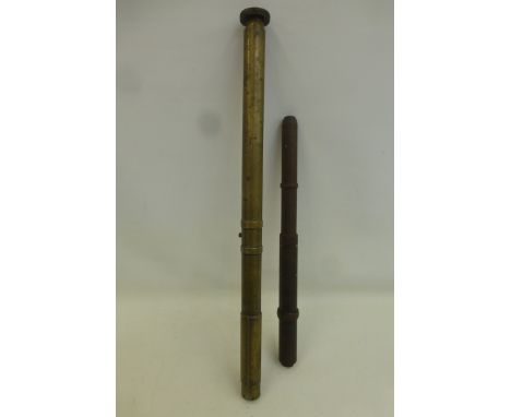 An early 20th Century War Department marked military brass sighting telescope approximately 30 1/4" in length, marked to the 