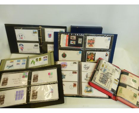 Six albums of first day covers of various subjects and ages, including military.