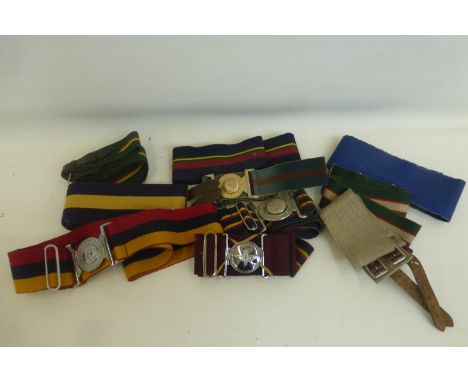 Ten British Army stable belts including the Parachute Regiment, the Women's Royal Army Corps, the Royal Wiltshire Yeomanry, t