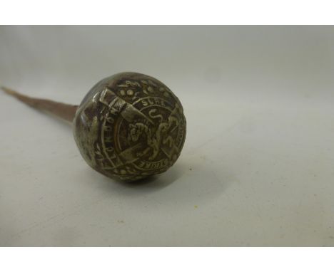 A London Scottish wooden shafted swagger stick approximately 26" overall length.