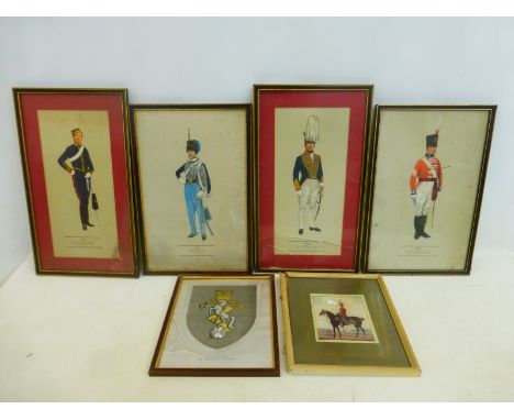 Six framed and glazed military prints.