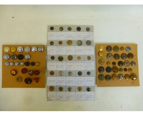 Three cards of 19th Century and later livery buttons by various makers - Sherlock and Dawns, Jennens & Co., Smith and Wright,