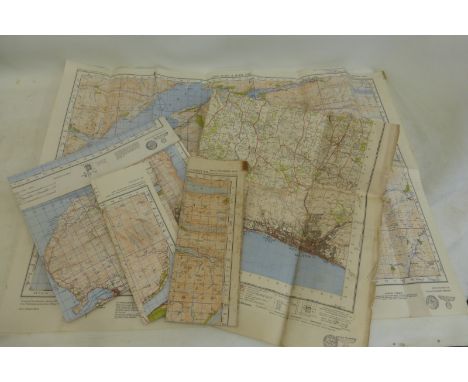 Five Ordnance Survey maps, circa 1940/41 with German Reich marks.