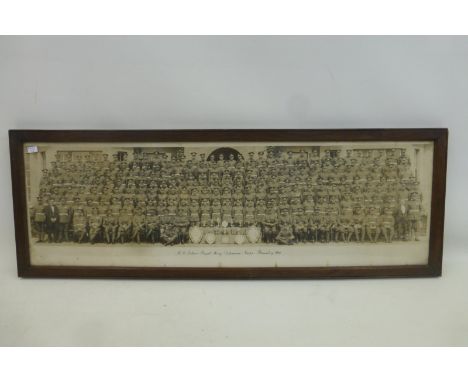 A framed and glazed panoramic photograph approximately 29 3/4 x 10 1/2" of No. 13 Section Royal Army Ordnance Corps, Bramley 