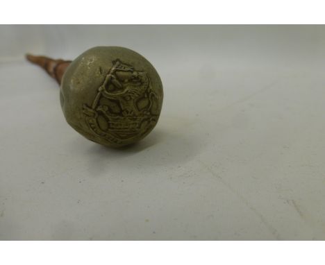 A Wellington College OTS cane swagger stick approximately 27" overall length.