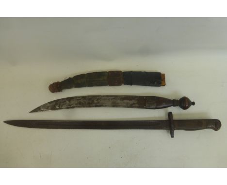 A Persian dagger in its scabbard and a British bayonet, both a/f.