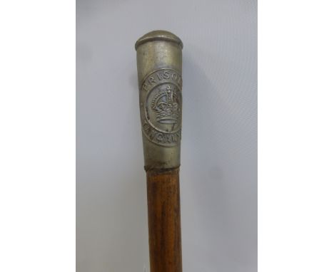 A Tanganyka Prisons wooden shafted swagger stick, approximately 24 3/4" overall length.