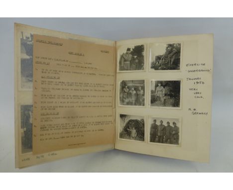 An interesting photograph album containing 270 snap shot photographs and some ephemera of the British Army in Germany from 19