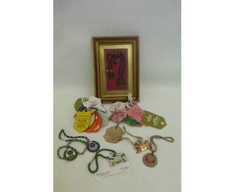 An assortment of badges including enamel for horse racing days including Bath, 1972-1975.