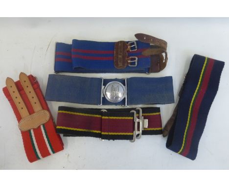 Five British Army stable belts including the S.A.S. Special Air Service.