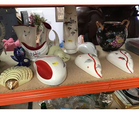 Small collection of ceramics, including Burleigh ware wall pockets and vase, Crown Devon, etcCondition report: Pieces appear 