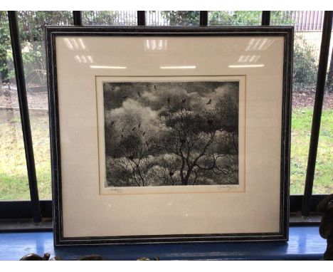 Michael Mattingley etching - murder of crows