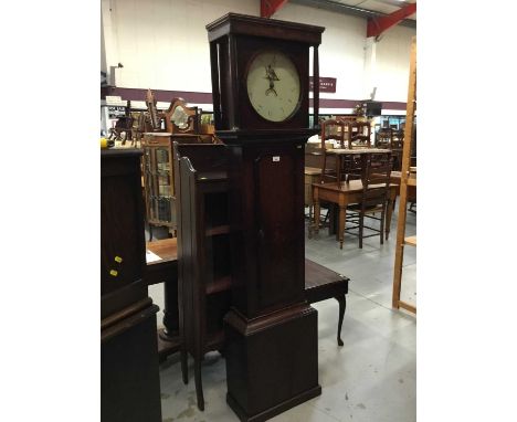 19th century 30 hour longcase clock with painted circular dial decorated with a bird in oak case 191cm highCondition report: 