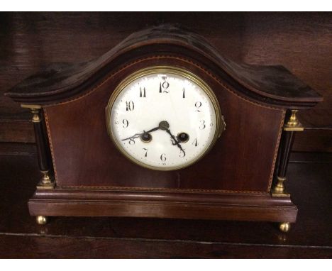 Edwardian inlaid mahogany mantle clock