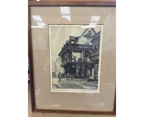 Leonard Russell Squirrell (1893-1979) - signed etching in glazed frame - The Ancient House, Ipswich