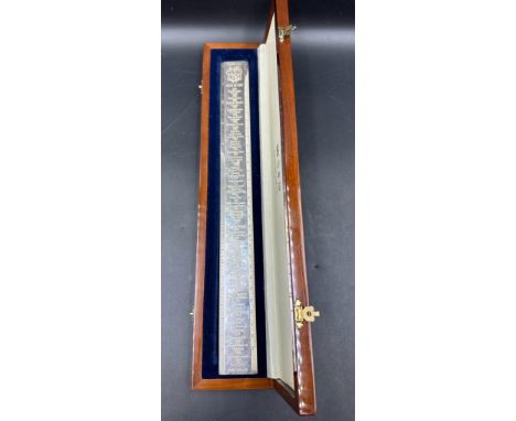 Modern silver 'Churchill Rule of Life' ruler, by Richard Jarvis of Pall Mall, engraved with the significant events and dates 