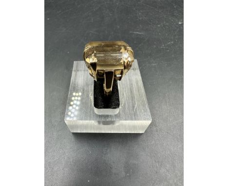 A 9ct set citrine cocktail style ring