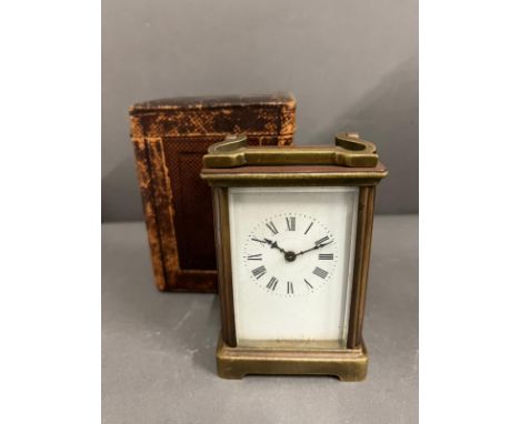 Edwardian eight day brass carriage clock with key AFCondition Report NOT WORKING&nbsp;