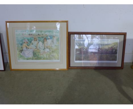 A framed and glazed Limited Edition print - Regatta Day - signed in pencil by listed artist Gordon King and a framed and glaz