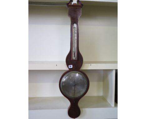 A 19th century mahogany wheel barometer by Joseph Ross Liskeard - Height 95 cm 