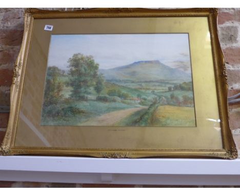 A watercolour Mendip Somerset - signed M Crosse - Malcolm Cross - 35cm x 52cm - in a gilt frame