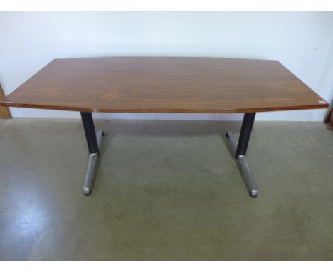 A retro walnut dining table on a metal base - 1.81 m x 90 cm