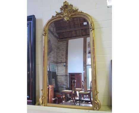 A 19th century gilt pier mirror with acanthus  scroll decoration - Height 1.26 m x width 70 cm 