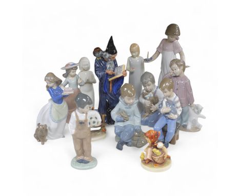 A Royal Doulton figure ‘The Wizard’ HN 2877, together with a quantity of Nao figures, Royal Worcester and Hummel figures, The